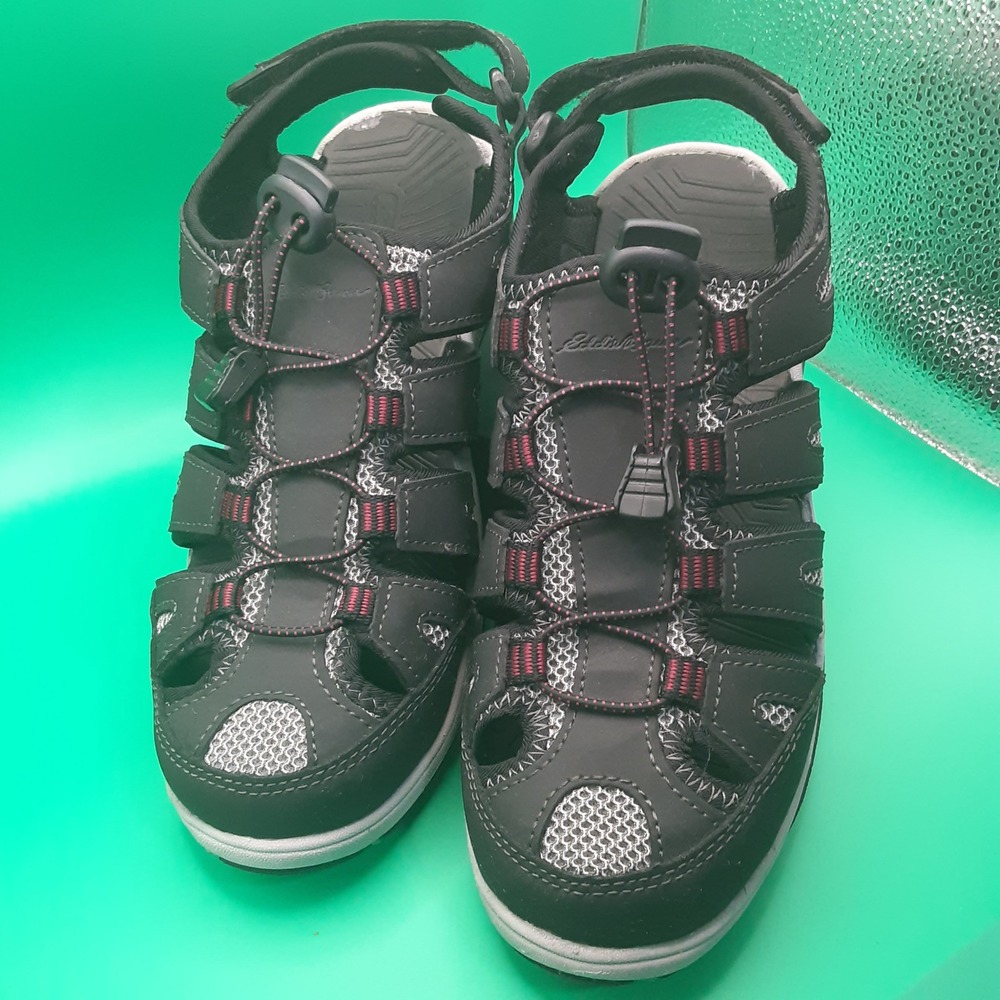 Eddie Bauer Blakely Womens Black Leather Mesh Sport Sandals 7M 82122
